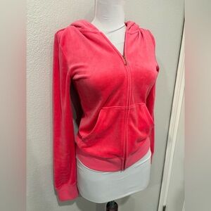 Juicy Couture velvet hoodie size S in vibrant pink